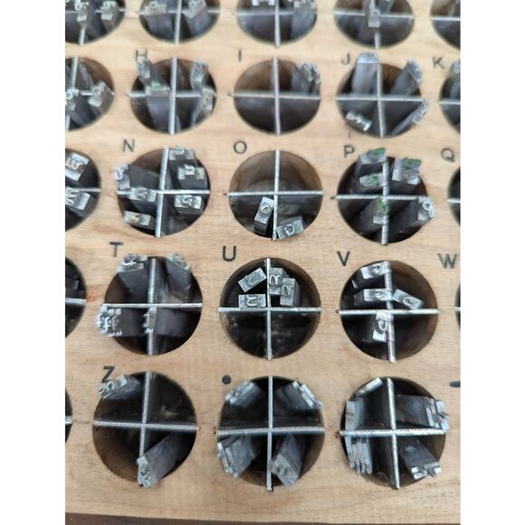 KINGSLEY HOT FOIL Stamping Printer letters Typeset ROMANY Lower case Wood Box - Picture 2 of 7